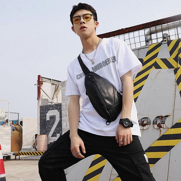 

waist bags fashion men chest bag casual travel leather shoulder crossbody messenger