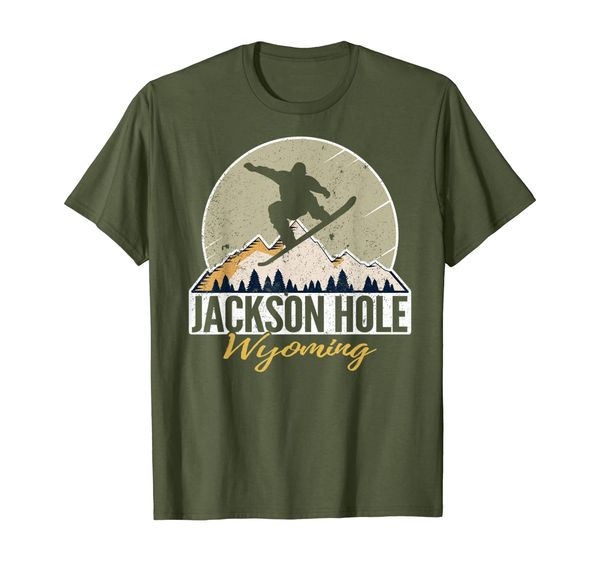 

Jackson Hole Wyoming Snowboarding Retro Mountain Vacation T-Shirt, Mainly pictures