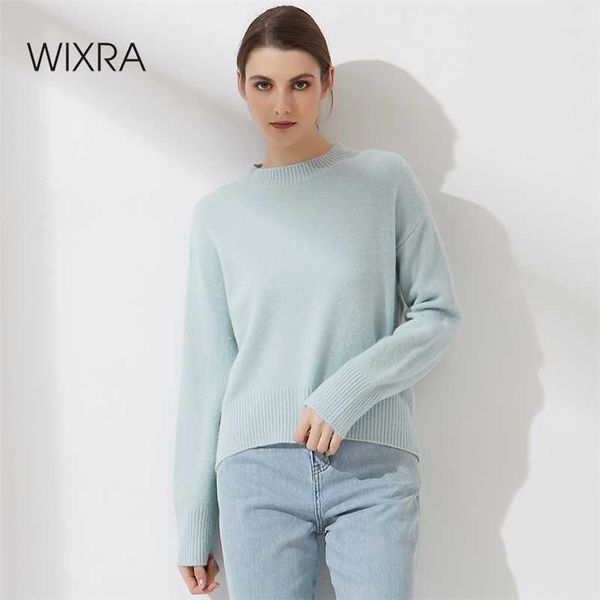 

wixra women mock neck sweater autumn winter thick long sleeve loose pull jumper female basic all match 211021, White;black