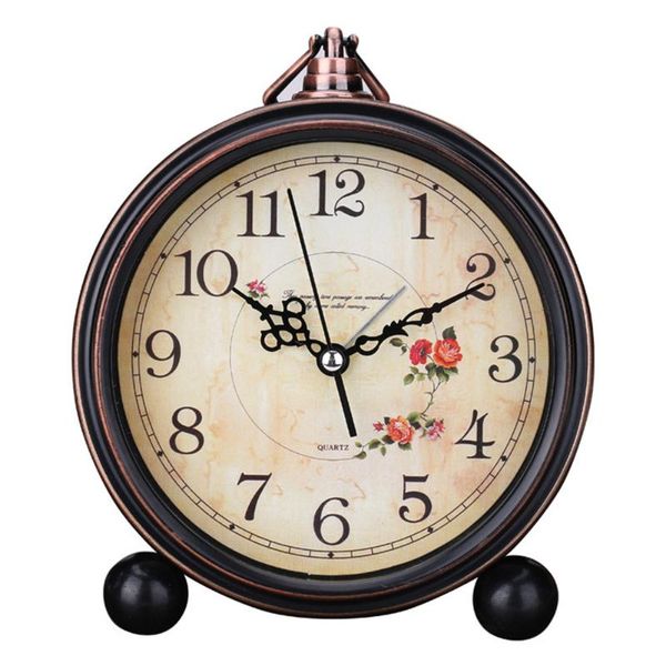 

other clocks & accessories battery operated glass lens deskalarm clock for home round roman numerals quartz european style retro silent