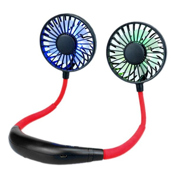 

electric fans neck fan rechargeable 1500mah battery operated with 3 speeds, 7 led lights h05f