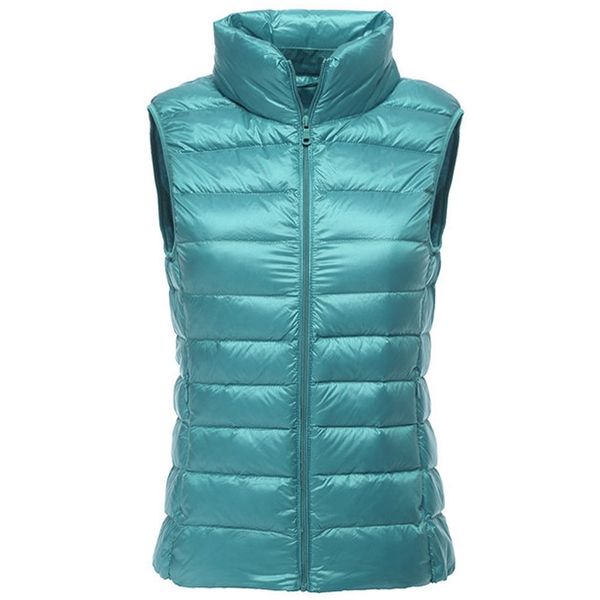 

packable ultra-light sleeveles's winter down jacket white duck feather warm waistcoat vest outerwear coats for woman 211118, Black