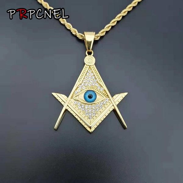 

pendant necklaces hip hop punk masonic signet necklace with gold color casting 316l stainless steel mason asonry for men jewelry, Silver