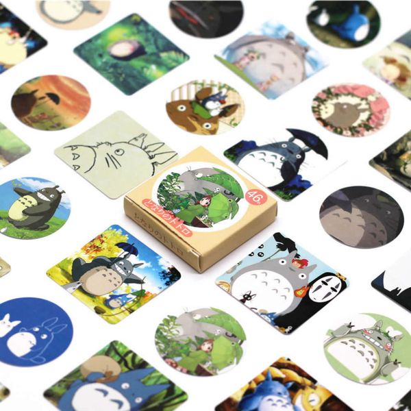 

6pieces/lot 45pcs/box hayao miyazaki totoro stickers pack posted it kawaii planner scrapbooking sticky stationery escolar school supplies