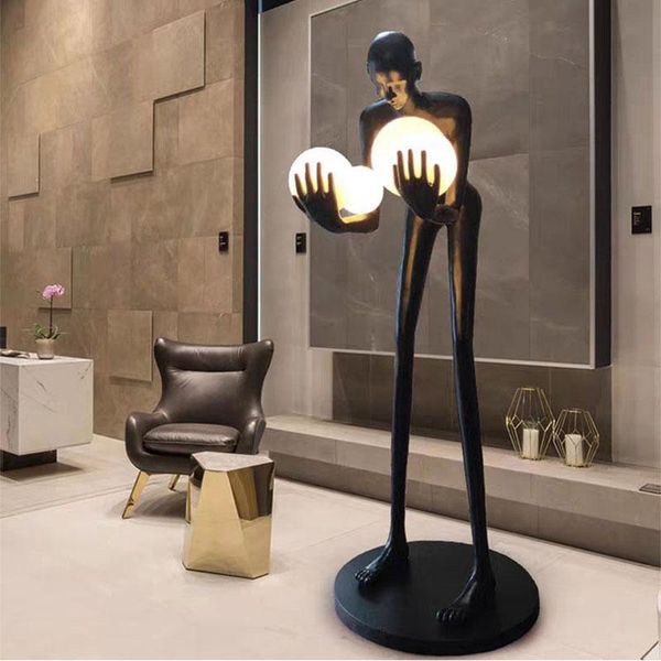 

floor lamps postmodern humanoid lamp sculpture holding ball model art designer villa garden el lobby living room creative decorativ