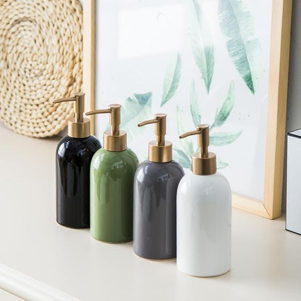 

ceramic soap dispensers gold pressing head bathroom accessories shower gel dispenser emulsion dispensing bottle liquid