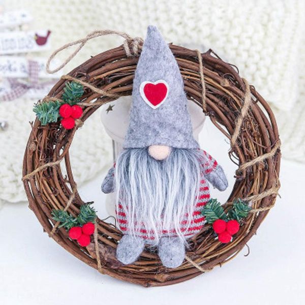 

rattan hanging wreath christmas garland xmas party tree adornment grey decorative flowers & wreaths