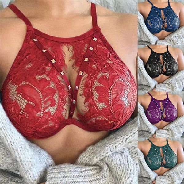 

bras ladies lace full cup breathable underwear women vest push up bra outfit game clothing, Red;black