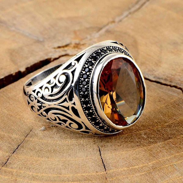 Sterling 925 prata turca artesanal jóias alexandrite pedra anel de pedra todo tamanho
