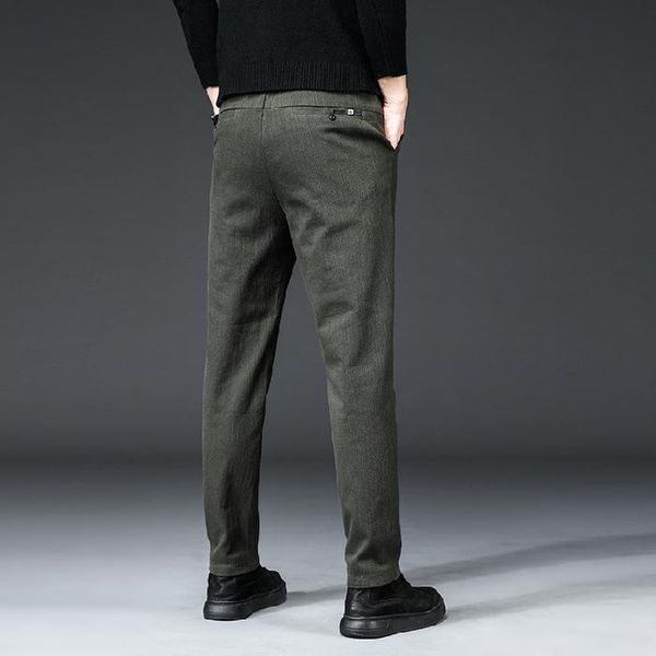 

men's pants brand autumn casual men trousers male pant slim fit work elastic waist black khaki grey green 28-38