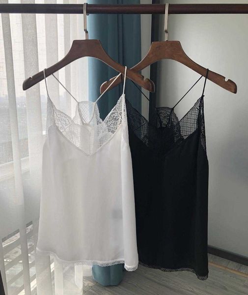 

women black vest sling tank lace stitching backless bottoming female summer camis 210623, White