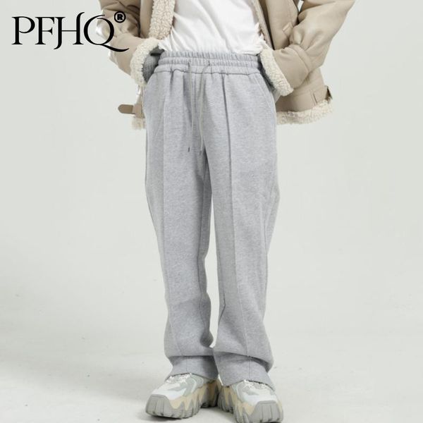 

men's pants pfhq men's causal sport korean fashion simple side slit thick casual sweatpants men 2021 spring autumn 21d451, Black