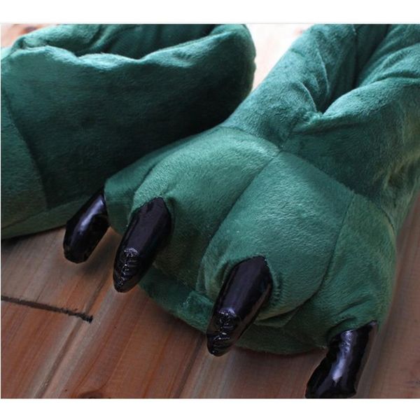 

winter 2021 soft warm indoor slippers boots men's and girls' shoes christmas dinosaur claw large size, Black