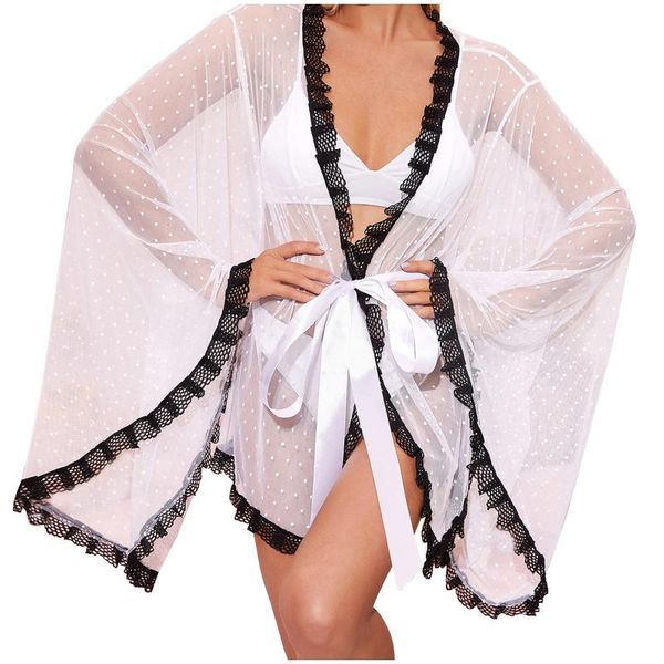 

women's sleepwear miarhb lace mesh robes for women pyjamas ultra thin night pizama dla kobiet pijamas para mujeres, Black;red