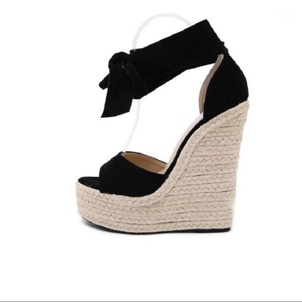 

my-love women wedge sandals female platform bohemia high heel fashion ankle strap open toe ladies shoes 35~421, Black