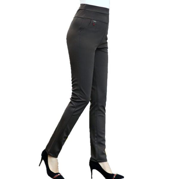 

women's pants & capris women spring summer high waist large size trousers elastic casual thin section fashion stretch straight, Black;white