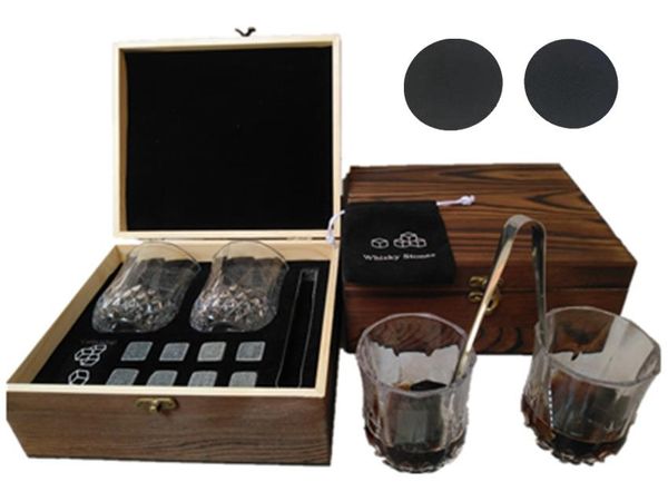 

tablewine racks 8pcs whiskey stones whisky ice set 2 glasses chilling box reusable cubes for beer drinks bar accessories