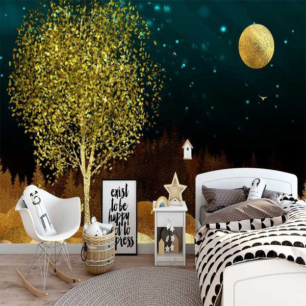 

wallpapers milofi 3d custom wallpaper elk moon illustration
