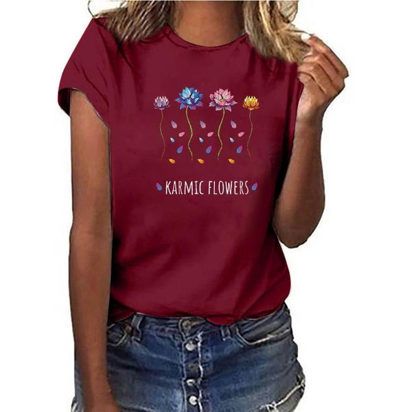 

women's t-shirt women graphic lotus floral flower style printing fashion 90s short sleeve lady clothes tees print female tshirt, White