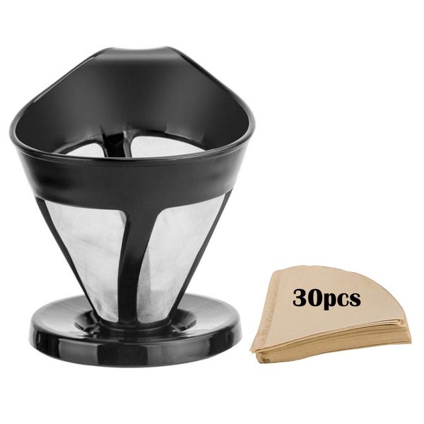 

coffee strainer reusable manual hand drip coffee filter pot stainless steel fine mesh tea strainer funnel home cafe