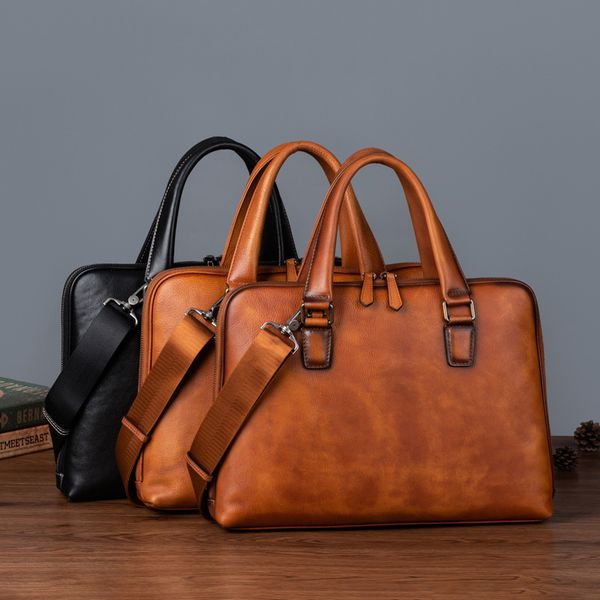 

briefcase 2021 product on the market layer tree height vegetable tanned cow leather leisure men's messenger bag dual purpose