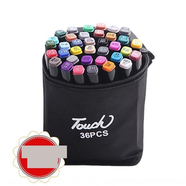 

slC double head marker set 48 30 60 paintbrush student painting graffiti marker color brushart painting pens watercolor pen stationery, Black;red