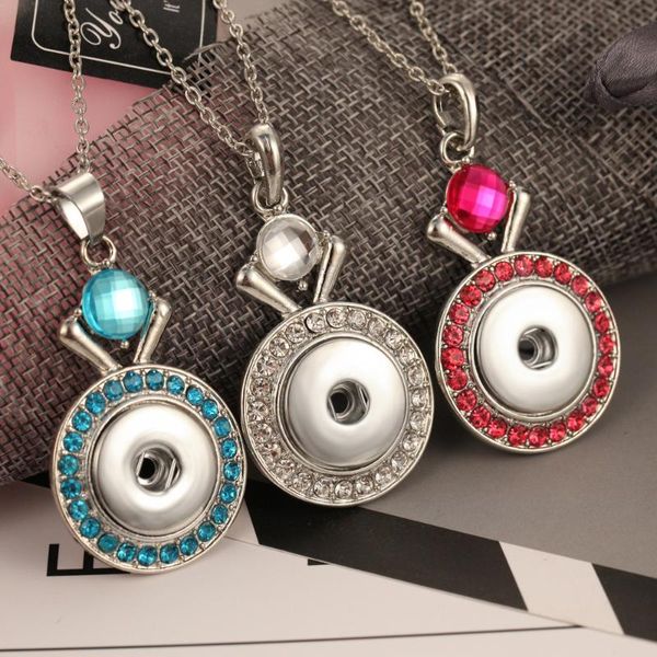 

est 18mm snap button round rhinestone necklace jewelry with chain fit pendant for women chains, Silver