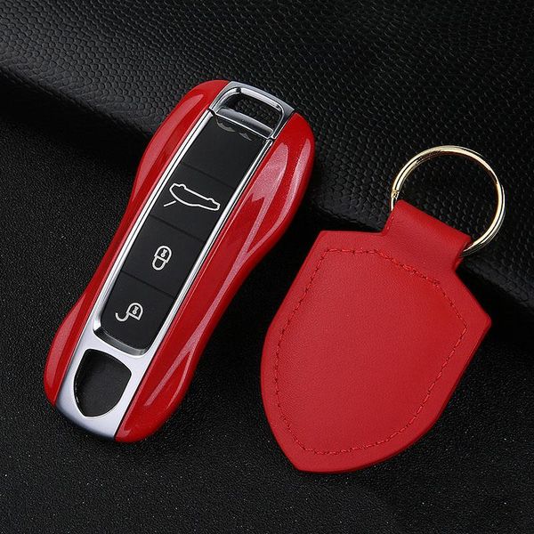 

keychains fit crest key ring - black. for macan cayenne 718 911 panamera cowhide leather decoration pendant metal badge logo, Silver