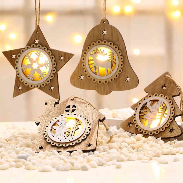 

christmas new decorations tree pendant original wooden luminous pendant gift