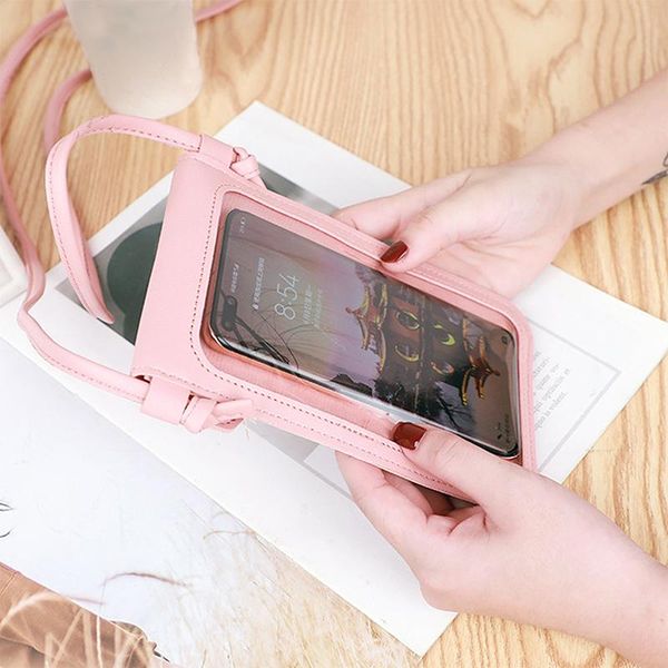 

evening bags mobile phone big women wallet solid color leather shoulder straps bag card holders handbag pockets girls 2021