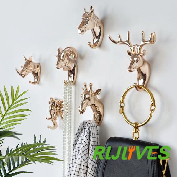 

hooks & rails animal shaped deer stags rhino horse giraffe elephant head wall hanger coat for hat hook rack holder home decor