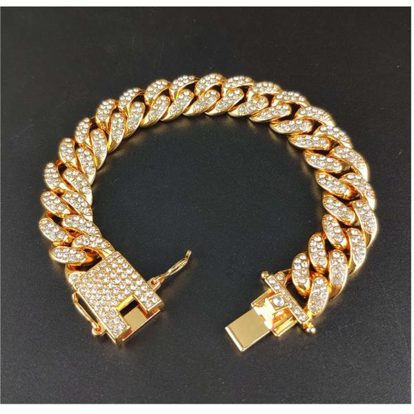 

,bracelet special offer 12mm thick diamond hiphop hip hop trendsetter cuba chain bracelet jewelry, Golden;silver