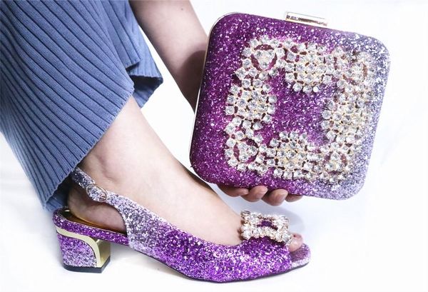 

dress shoes fashion purple women pumps with crystal decoration african match handbag set gl1912-4,heel 4.5cm, Black