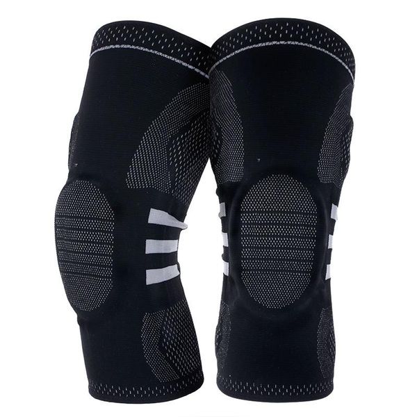

silicone knee pads sports running cycling basketball spring support anti-collision breathable 3-dimensional knitted elbow &, Black;gray