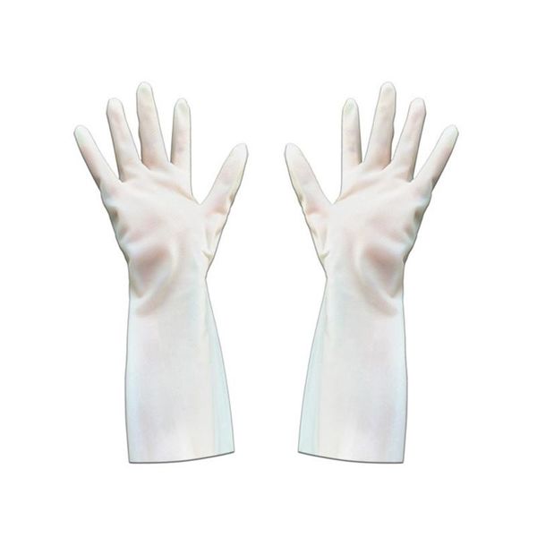 

disposable gloves 1 pair nitrile 33cm long oil-resistant work non-sticky latex for household cleaning white green