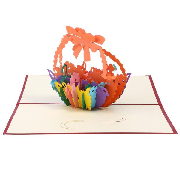 

greeting cards flower basket wish kirigami paper craft for mother's day