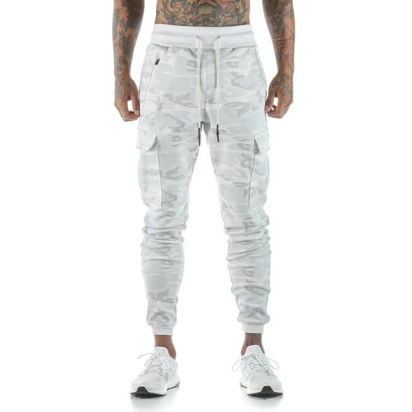 

men's pants camouflag gym sweatpants joggers men casual trousers male fitness sport workout cotton cargo autumn sportswear, Black