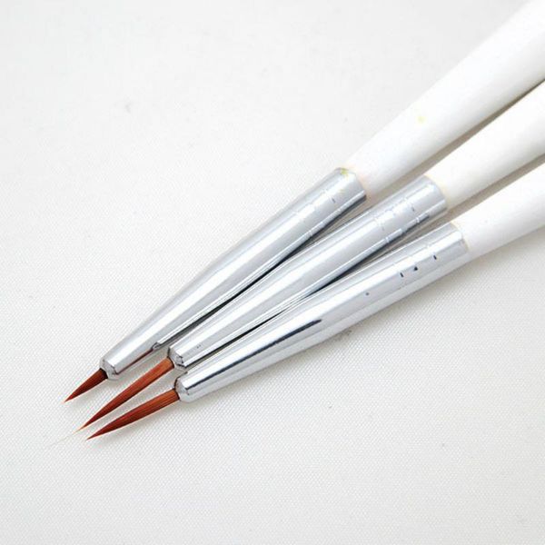 

french acrylic nail art brushes salon liner painting drawing pen brush 3pcs tool set kit for decorations chic design, Yellow