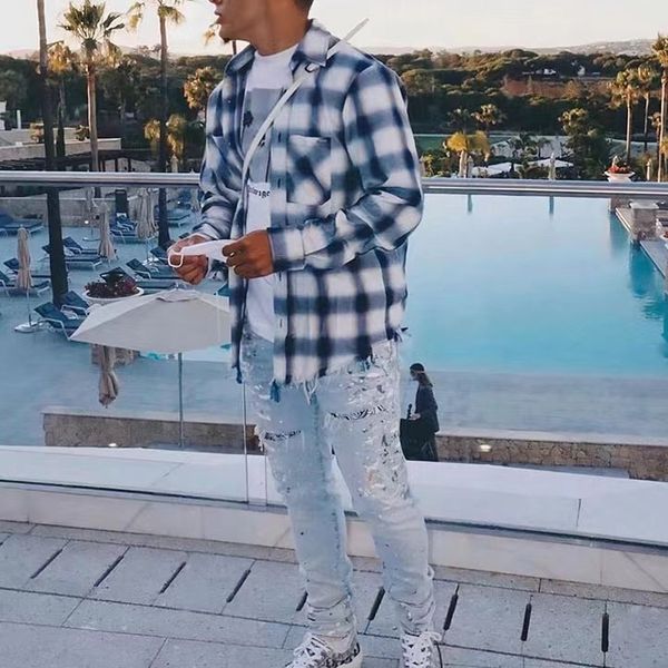 

21fw autumn winter grey art graffiti shirt europe stripe embroidery patchwork men women long sleeve casual cotton streetwear, White;black