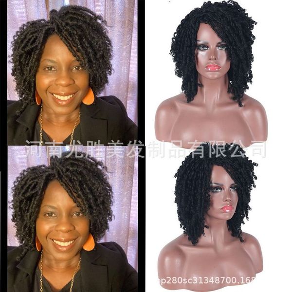 

cover dirty head wig hand rub hollow braid small curl, Black;brown