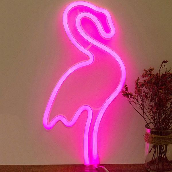 

party decoration flamingo neon signs special led night light wall decor battery powered for home bedroom bar j2y
