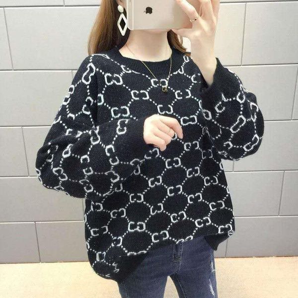 

luxury clothes womens ladies sweater women designer sweaters casual knit contrast color long-sleeved autumn fashion classic cardigan collar, White;black