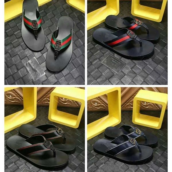 

slippers men's antiskid wear-resistant men's comfortable flip flop men's summer beach shoes clip foot slippers leather zlh, Black
