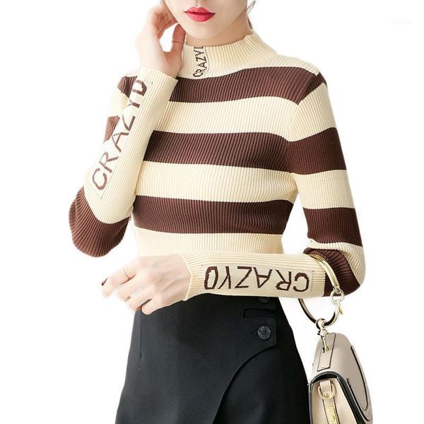 

women's sweaters ropa mujer 2021 black flame sweater stripped long sleeve turtleneck pullover women casual computer knitted winter fash, White;black
