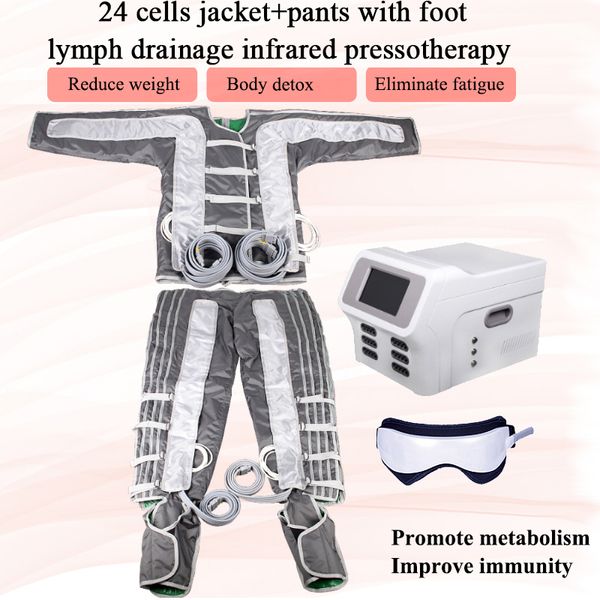 Pressotherapia Sauna Infravermelha Detox Linfáticos Dreneração de linfonoda Macagem corporal Máquinas de pele de massagem Air Terapia Máquinas de pele 5 modos de trabalho