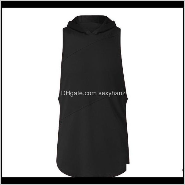 

underwear apparel drop delivery 2021 gym clothing mens bodybuilding hooded tank cotton patchwork mesh sleeveless vest sweatshirt fit, White;black