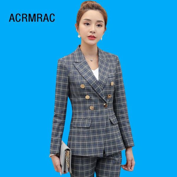 

women suits slim autumn plaid jacket pants 2-piece set ol formal woman 1902 women's two piece, White