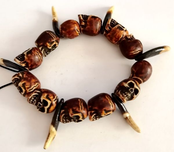 

vintage punk demon skull tooth bracelet men's gothic jewelry, Black