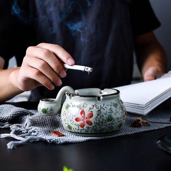 

fancityjapanese hand-painted blue and white ceramic ashtray with sink, personalized creative gifts, home living room bedroom bowls