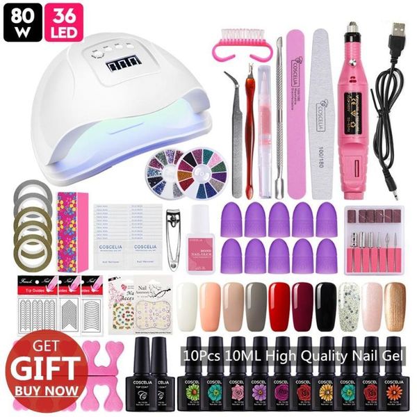 

10ml gel nail polish set with lamp manicure kit tools for varnish art pusher kit1